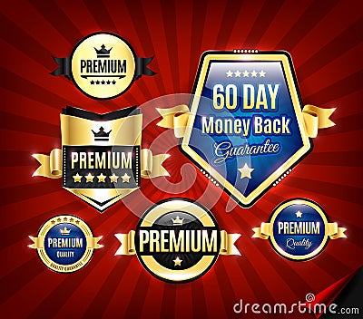 Premium Quality Guarantee Badges Stock Photo