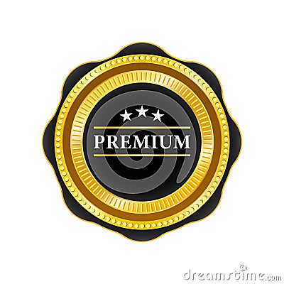 100 premium quality guaranteed gold label Vector Illustration