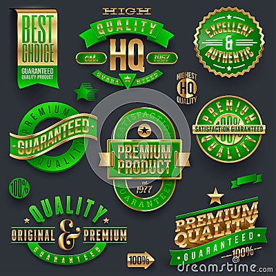 Premium Quality and guaranteed labels Vector Illustration