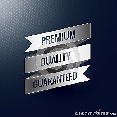 Premium quality guaranteed silver ribbon label Vector Illustration