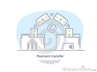 Premium Quality Hand drawn Line Icon And Concept Set: People sending and receiving money, Banking folder Vector Illustration