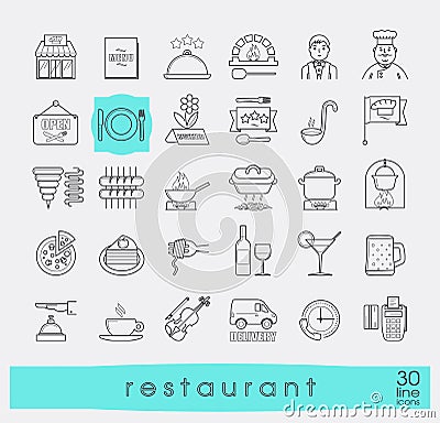 Premium quality kitchen and restaurant icons. Vector Illustration