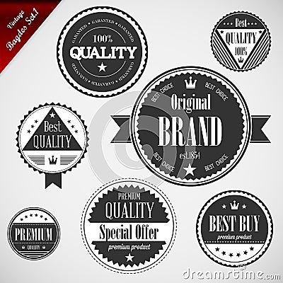 Premium Quality labels with retro vintage design Vector Illustration