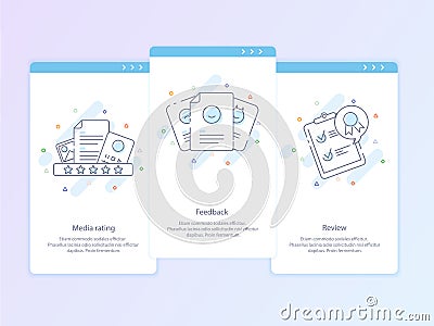 Premium Quality Line Icon And Concept Set: Management, Content, Feedback, Review, Emotion. Line vector logo concept. Vector Illustration