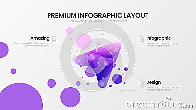 3 option arrow marketing analytics vector template. Business visualization design layout. Triangle organic statistics infographic. Vector Illustration