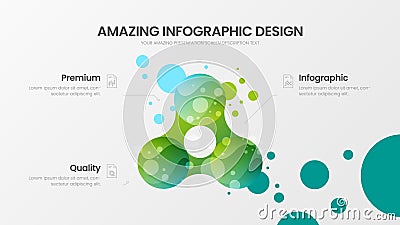 3 option marketing analytics presentation vector illustration template. Creative business data visualization design layout. Vector Illustration