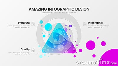 3 option triangle analytics vector illustration template. Colorful delta organic statistics infographic report. Vector Illustration