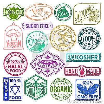 Premium quality stamp logo product mark retro grunge badges collection best label vintage tag vector illustration. Vector Illustration