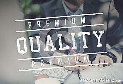Premium Quality Standard Value Worth Graphic Concept Stock Photo