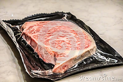 Premium Rare Slices many parts of Wagyu A5 beef with high-marbled texture Stock Photo