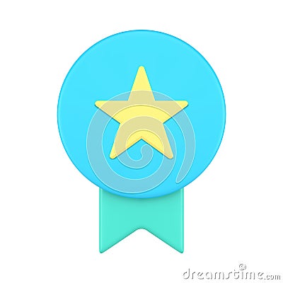 Premium reward medal ribbon star best prize graduation championship winner realistic 3d icon vector Vector Illustration