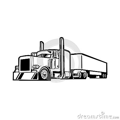 Premium Semi truck 18 Wheeler Trailer Silhouette Monochrome Vector. Best fro Trucking and Freight related Industry Stock Photo