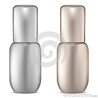 Premium Serum Bottle Set Gold and Silver. Vector Vector Illustration