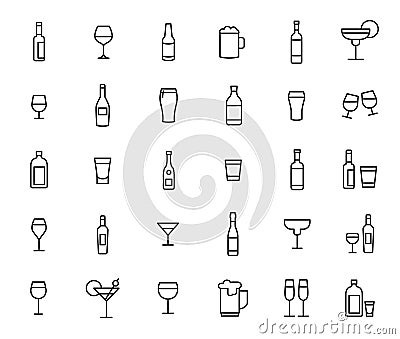 Premium set of alcohol line icons. Vector Illustration