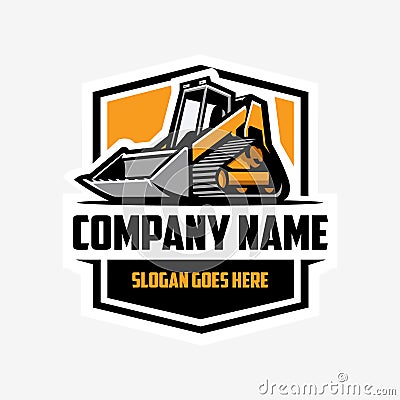 Skid Steer Loader Company Emblem Logo Vector Design. Multi Terrain Loader Logo Design Vector Illustration