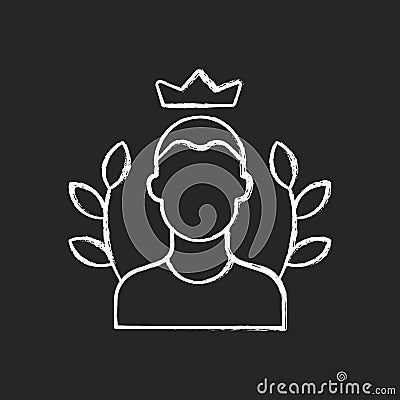 Premium subscriber chalk white icon on black background Vector Illustration