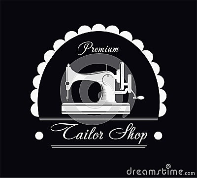 Premium tailor shop black and white promotional poster Vector Illustration