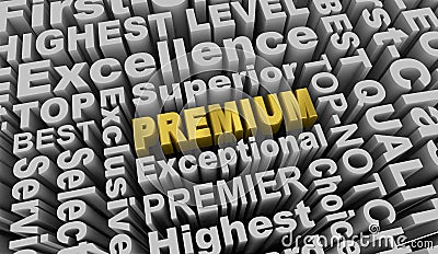 Premium Top Best Level Service Quality Word Collage 3d Illustration Stock Photo