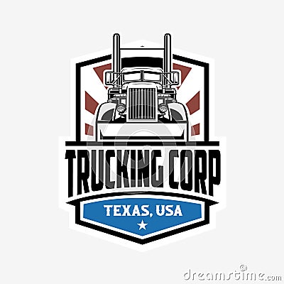 Trucking Corporation Badge Emblem Logo Template Set Vector Isolated Vector Illustration