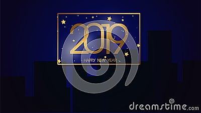 Premium Vector illustration Happy New Year 2019 Background for New greeting card and other. great modern and luxury design Cartoon Illustration