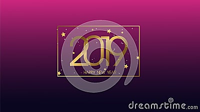 Premium Vector illustration Happy New Year 2019 Background for New greeting card and other. great modern and luxury design Cartoon Illustration