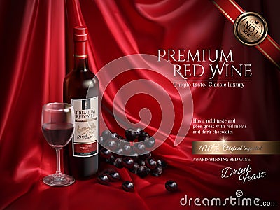 Premium wine ads Vector Illustration