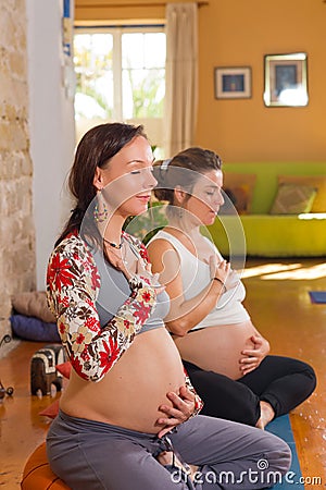 Prenatal yoga Stock Photo