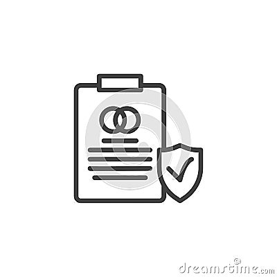 Prenuptial agreement document line icon Vector Illustration