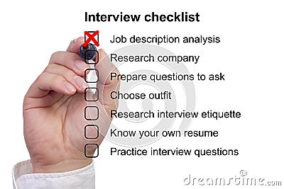 Preparation checklist for a job interview Stock Photo