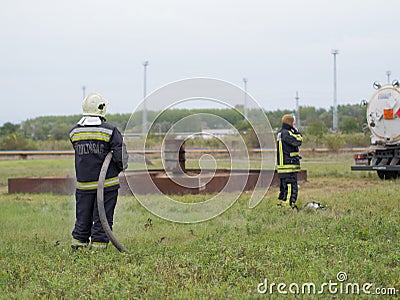 Preparation for fire fighting Editorial Stock Photo