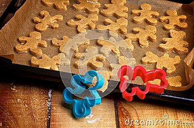 Preparation Gingerbread Men Stock Photo