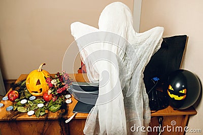 Preparation Halloween decor for the celebration Stock Photo