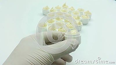 Preparation of lip ointments in pharmacy Stock Photo