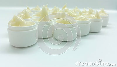 Preparation of lip ointments in pharmacy Stock Photo