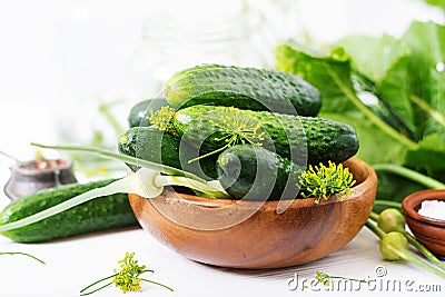 Preparation pickled marinated cucumbers Stock Photo