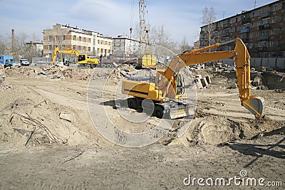 Preparation of the site for the beginning of construction Stock Photo