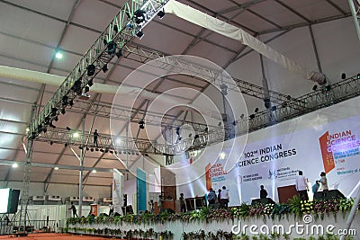 Preparation of stage for event Editorial Stock Photo