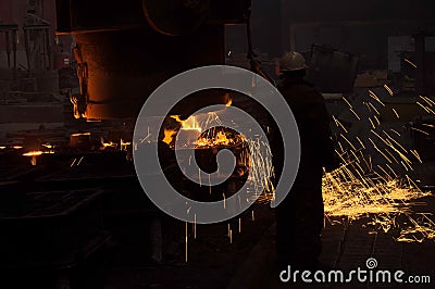 Preparation of steel for casting and making castings Stock Photo