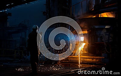 Preparation of steel for casting and making castings Stock Photo