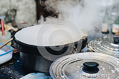 Preparation of tasteful pancakes Stock Photo