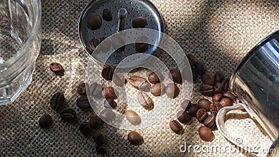 Preparation to making Vietnamese coffee with Vietnam Dripper or V Drip Stock Photo