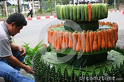 Preparations for Loy Krathong Editorial Stock Photo