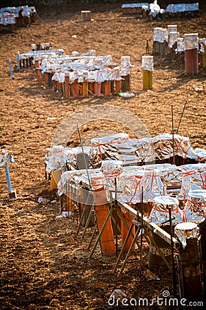 Preparatives for fireworks in the city of Locorotondo, in the so Stock Photo