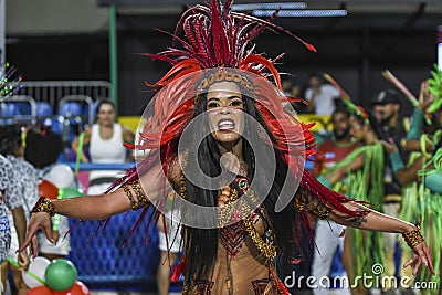 Preparatory rehearsal for Carnival 2024 at Sambodromo, Grande Rio samba school Editorial Stock Photo