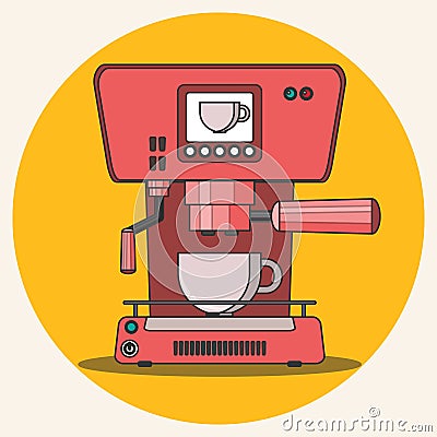 Prepare coffee machine for make coffee by barista Vector Illustration