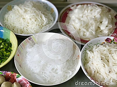 Prepare noodle ingredient in cooking kitchen Stock Photo