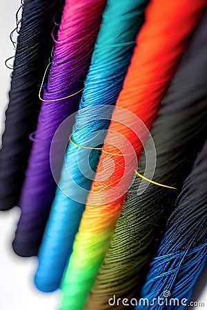 detailed threads and rainbow thread texture generated by ai Stock Photo