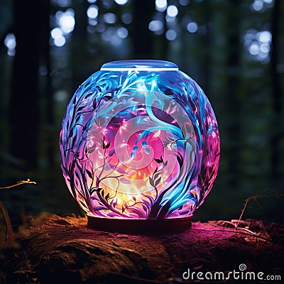 Enchanted Luminary in a Mystical Forest Stock Photo