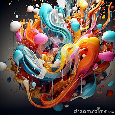 Symphonic Abstraction: An explosive blend of colors and dynamic shapes merging in perfect harmony Stock Photo