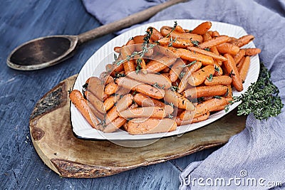 Prepared Honey Glazed Baby carrots Stock Photo